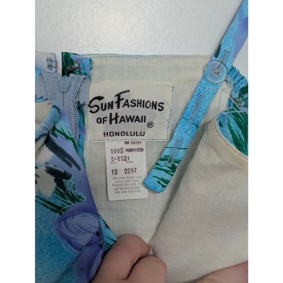 Vintage 60s Sun Fashions of Hawaii Floral Faux Wrap Maxi Dress Tank Honolulu 12 - Picture 4 of 6